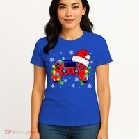 Video Game Controller Christmas Santa Hat Gamer Cute Gift Women's T-Shirt thumb 4