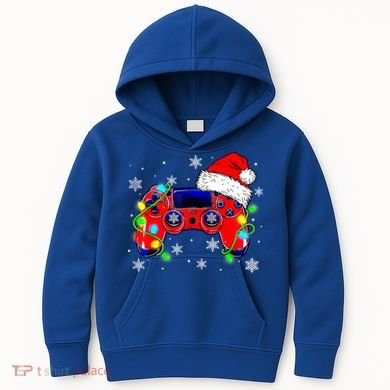Video Game Controller Christmas Santa Hat Gamer Cute Gift Kids Hoodie