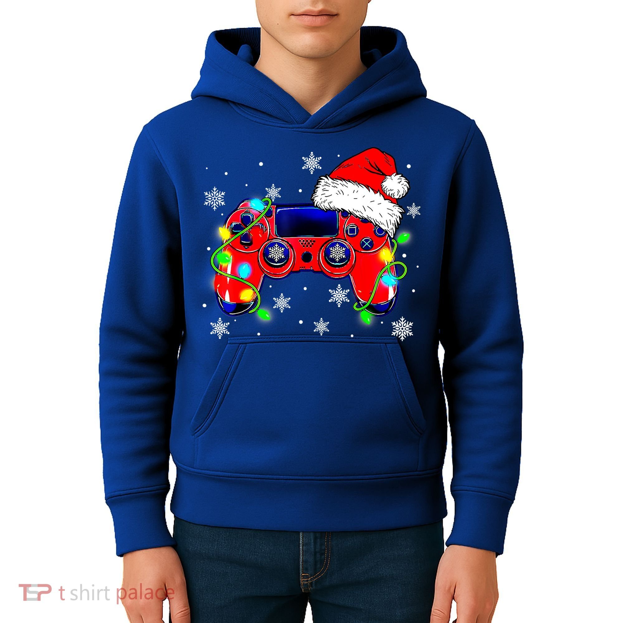 Video Game Controller Christmas Santa Hat Gamer Cute Gift Kids Hoodie
