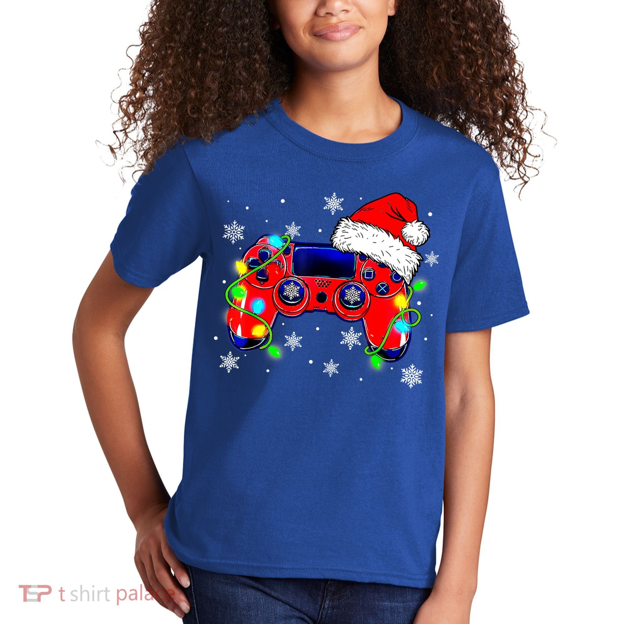 Video Game Controller Christmas Santa Hat Gamer Cute Gift Kids T-Shirt
