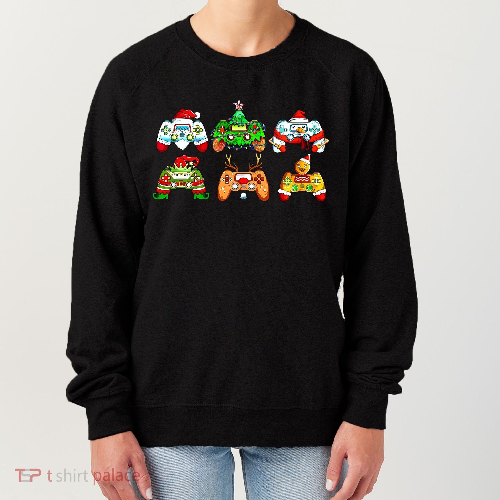 Video Game Controller Christmas Santa Hat Gamer Gift Women's Sweatshirt