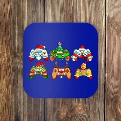 Video Game Controller Christmas Santa Hat Gamer Gift Coaster