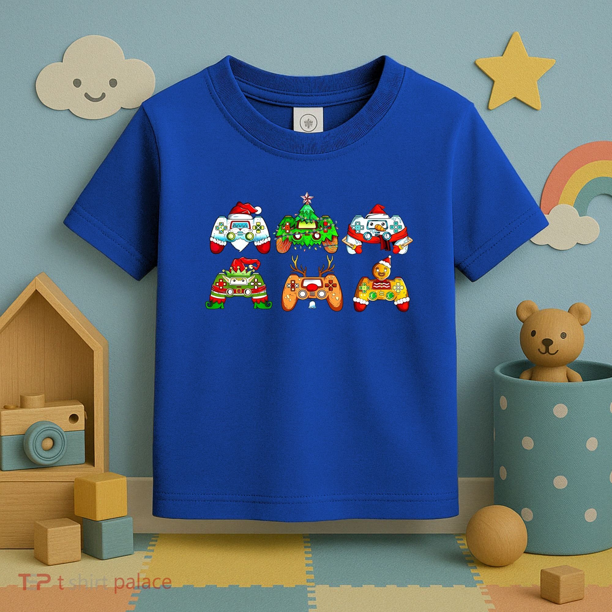 Video Game Controller Christmas Santa Hat Gamer Gift Toddler T-Shirt