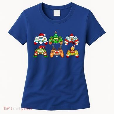 Video Game Controller Christmas Santa Hat Gamer Gift Women's T-Shirt