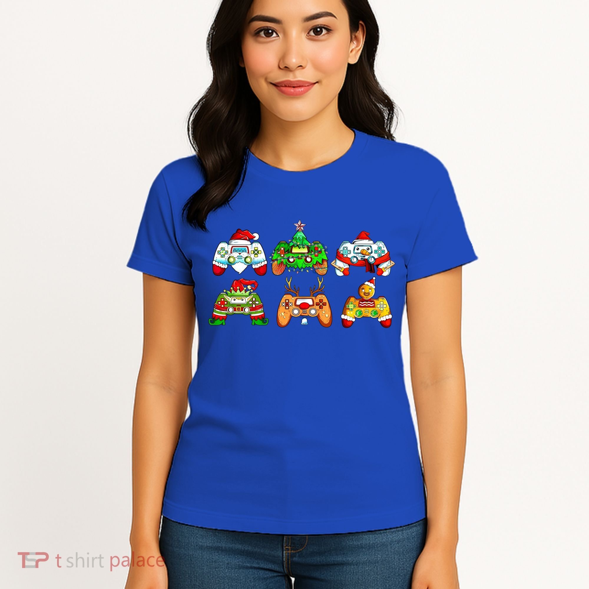 Video Game Controller Christmas Santa Hat Gamer Gift Women's T-Shirt