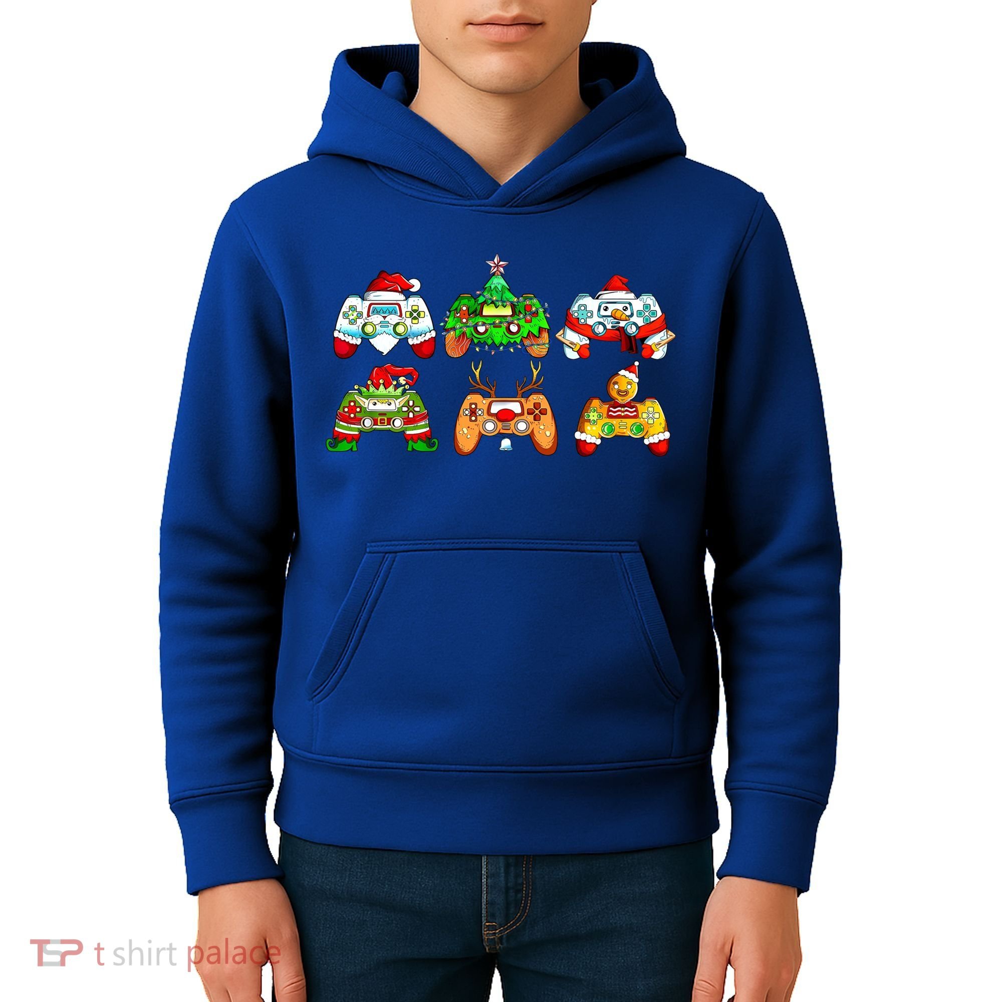 Video Game Controller Christmas Santa Hat Gamer Gift Kids Hoodie