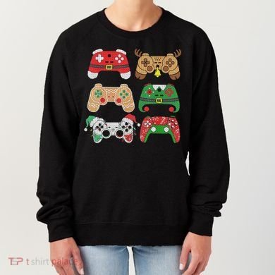 Video Game Controller Christmas Santa Hat Gamer Boys  Women's Sweatshirt