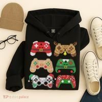 Video Game Controller Christmas Santa Hat Gamer Boys  Hoodie thumb 4