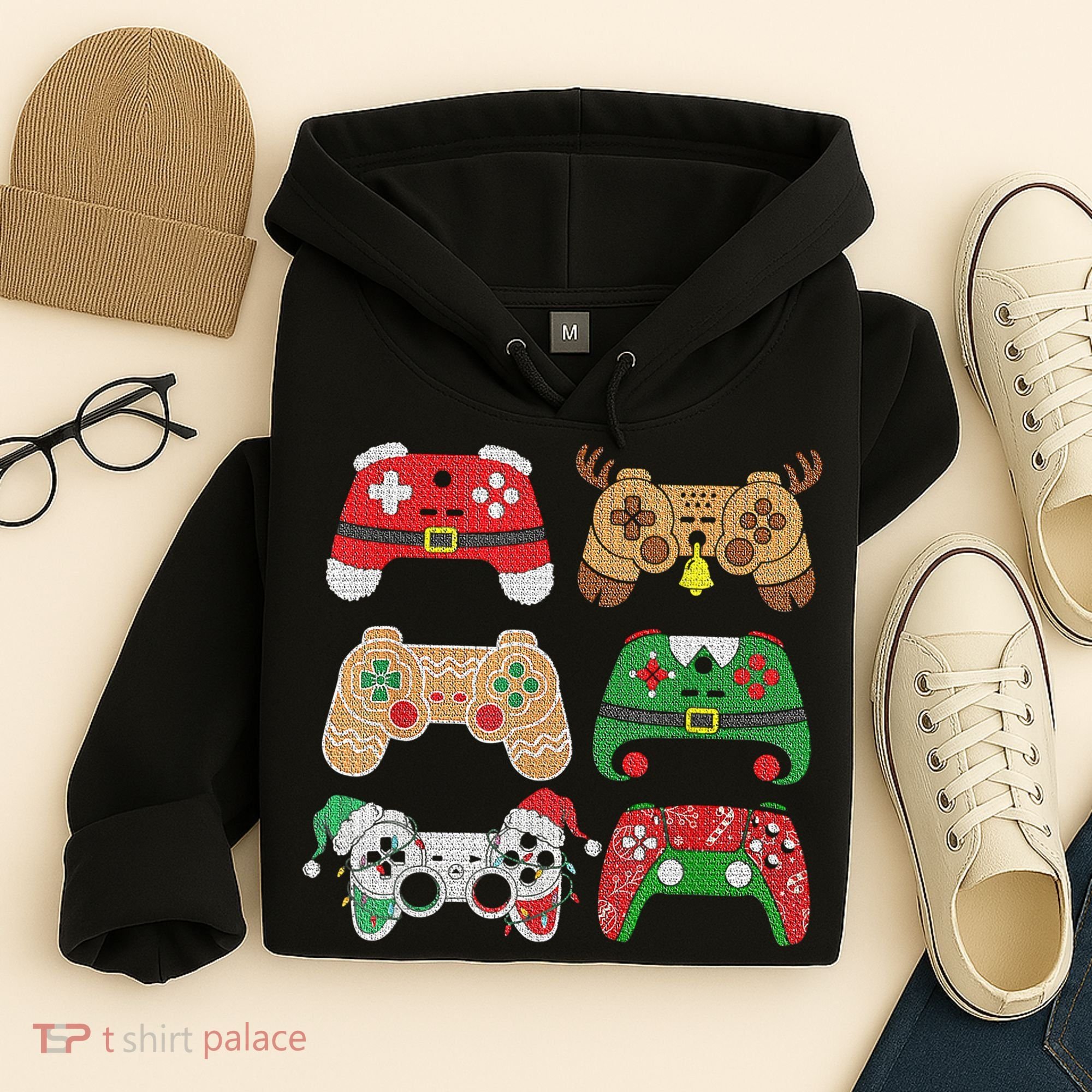 Video Game Controller Christmas Santa Hat Gamer Boys  Hoodie