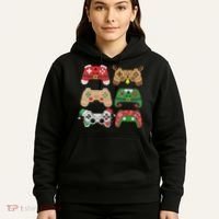Video Game Controller Christmas Santa Hat Gamer Boys  Hoodie thumb 5
