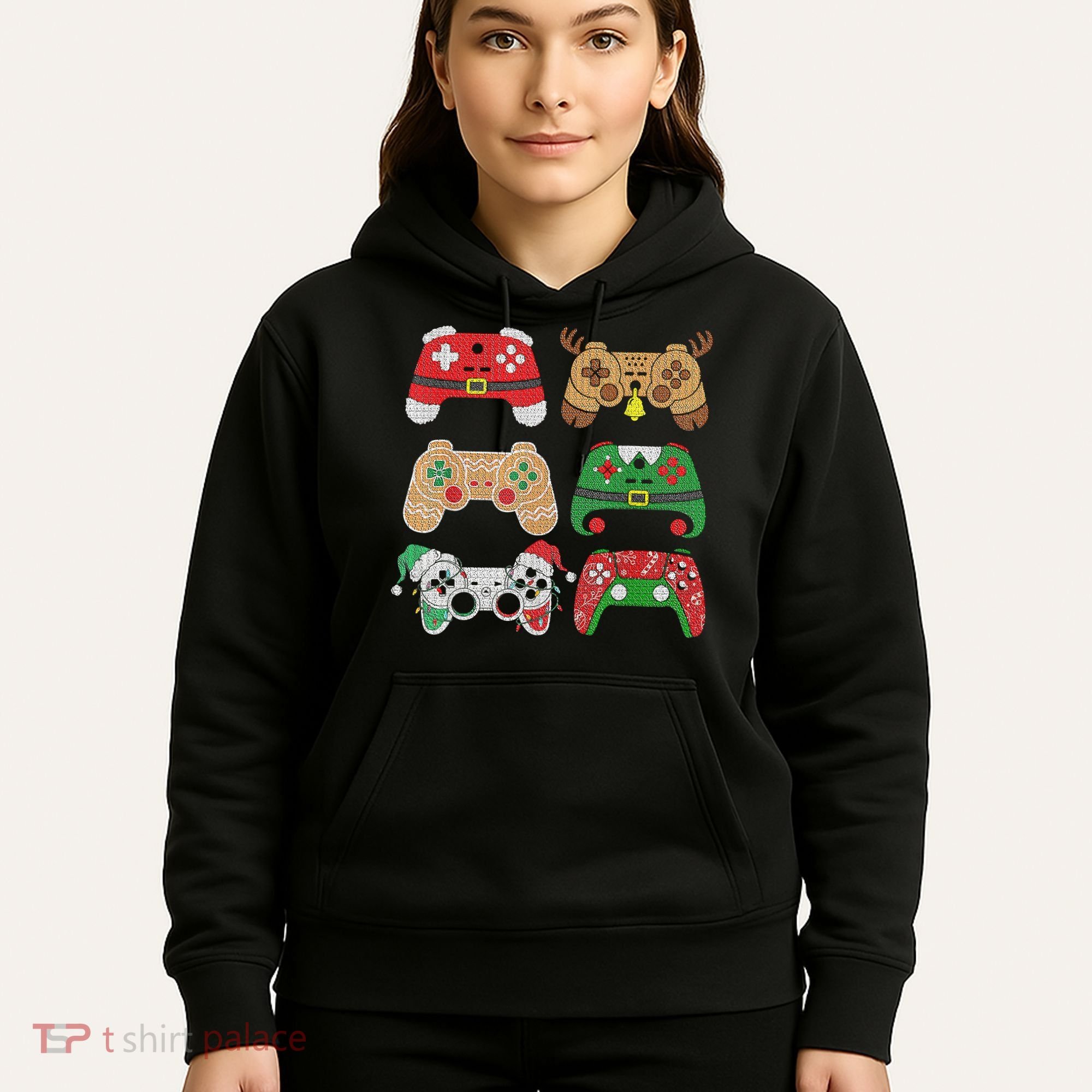 Video Game Controller Christmas Santa Hat Gamer Boys  Hoodie