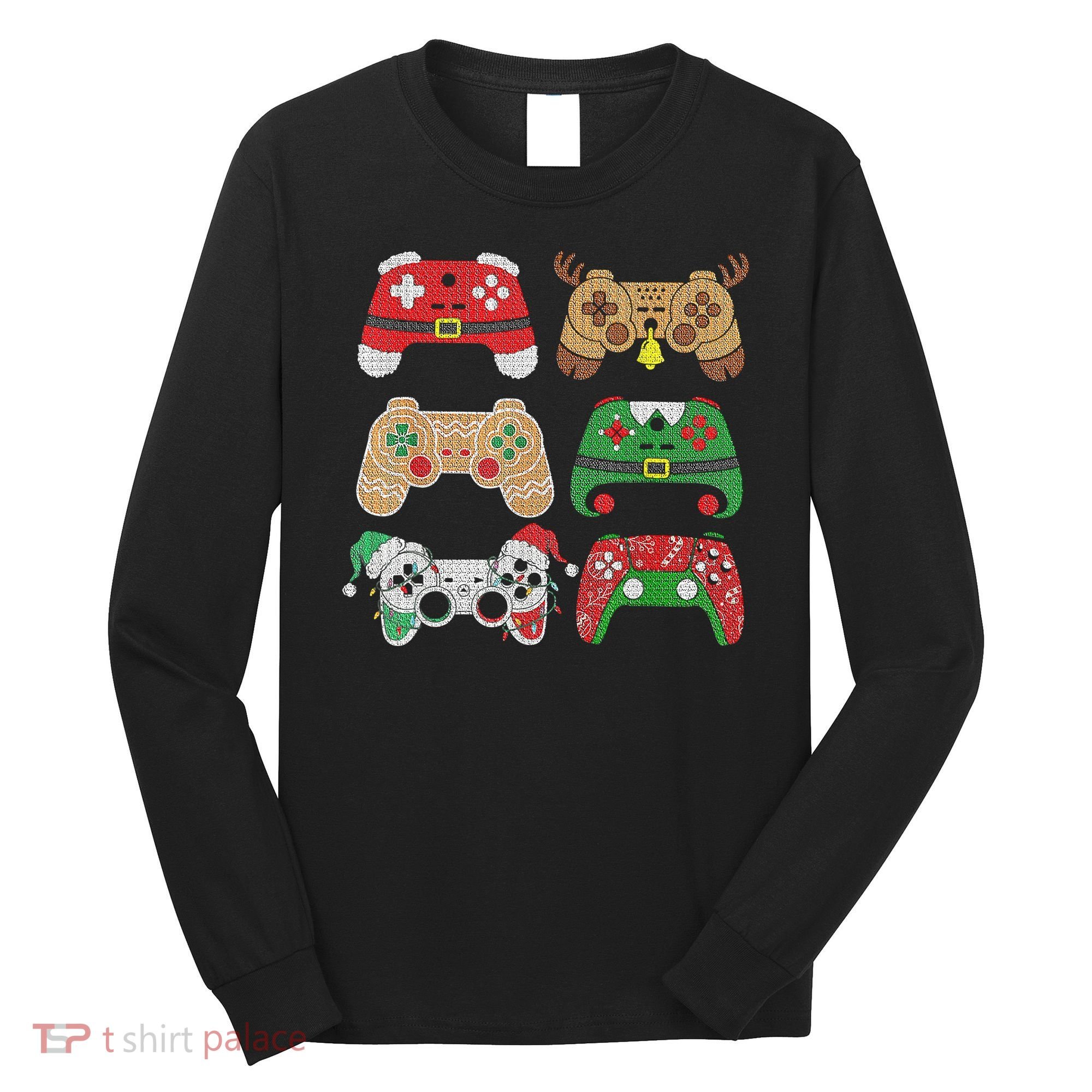 Video Game Controller Christmas Santa Hat Gamer Boys  Long Sleeve Shirt