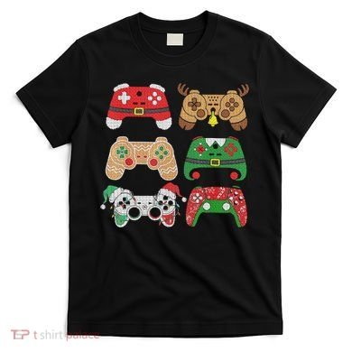 Video Game Controller Christmas Santa Hat Gamer Boys  T-Shirt