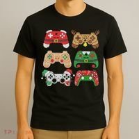 Video Game Controller Christmas Santa Hat Gamer Boys  T-Shirt thumb 3