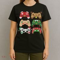 Video Game Controller Christmas Santa Hat Gamer Boys  T-Shirt thumb 4