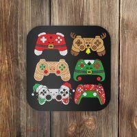 Video Game Controller Christmas Santa Hat Gamer Boys  Coaster thumb 0