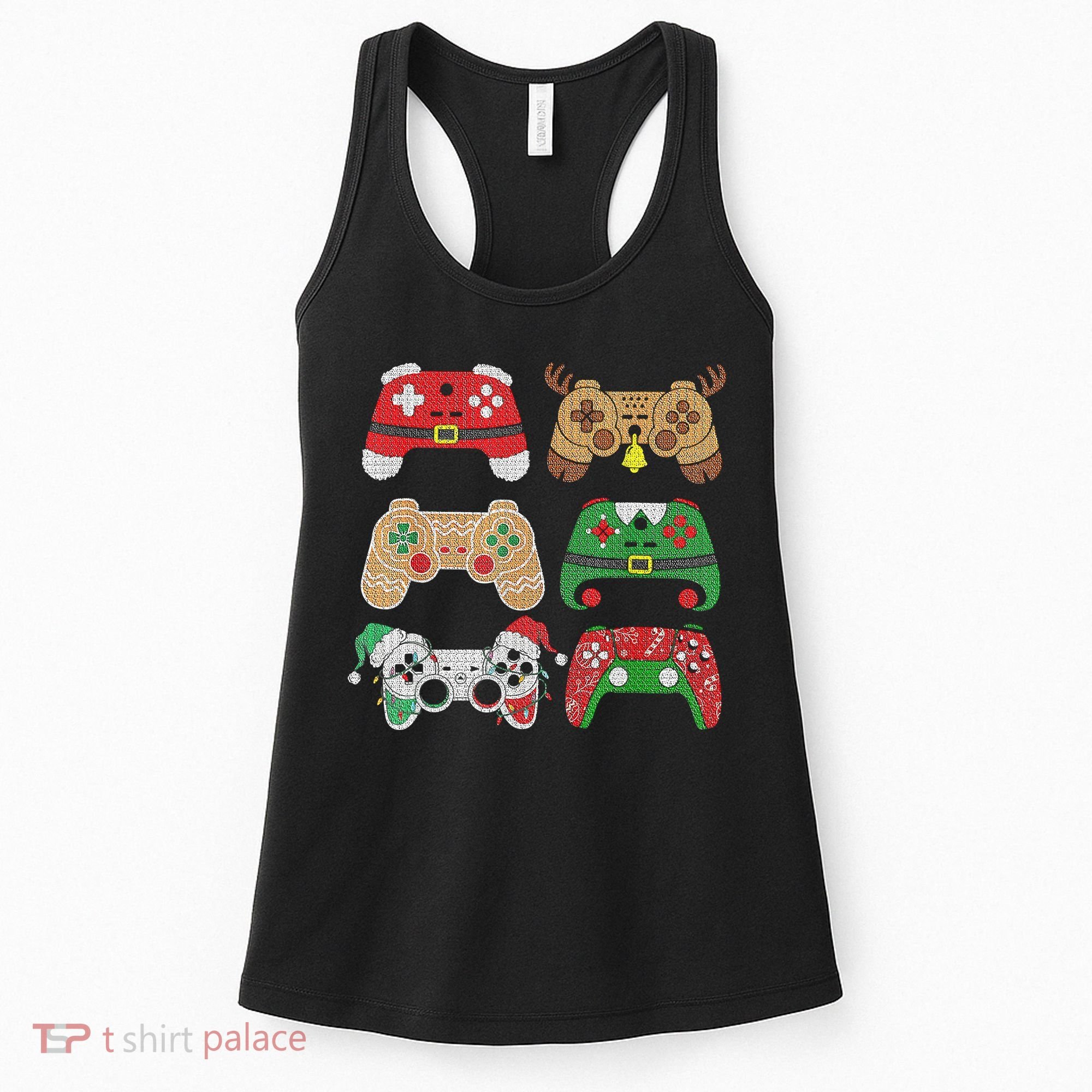 Video Game Controller Christmas Santa Hat Gamer Boys  Women's Tank Top