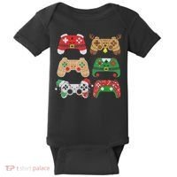 Video Game Controller Christmas Santa Hat Gamer Boys  Baby Bodysuit thumb 0