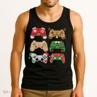 Video Game Controller Christmas Santa Hat Gamer Boys  Tank Top thumb 3