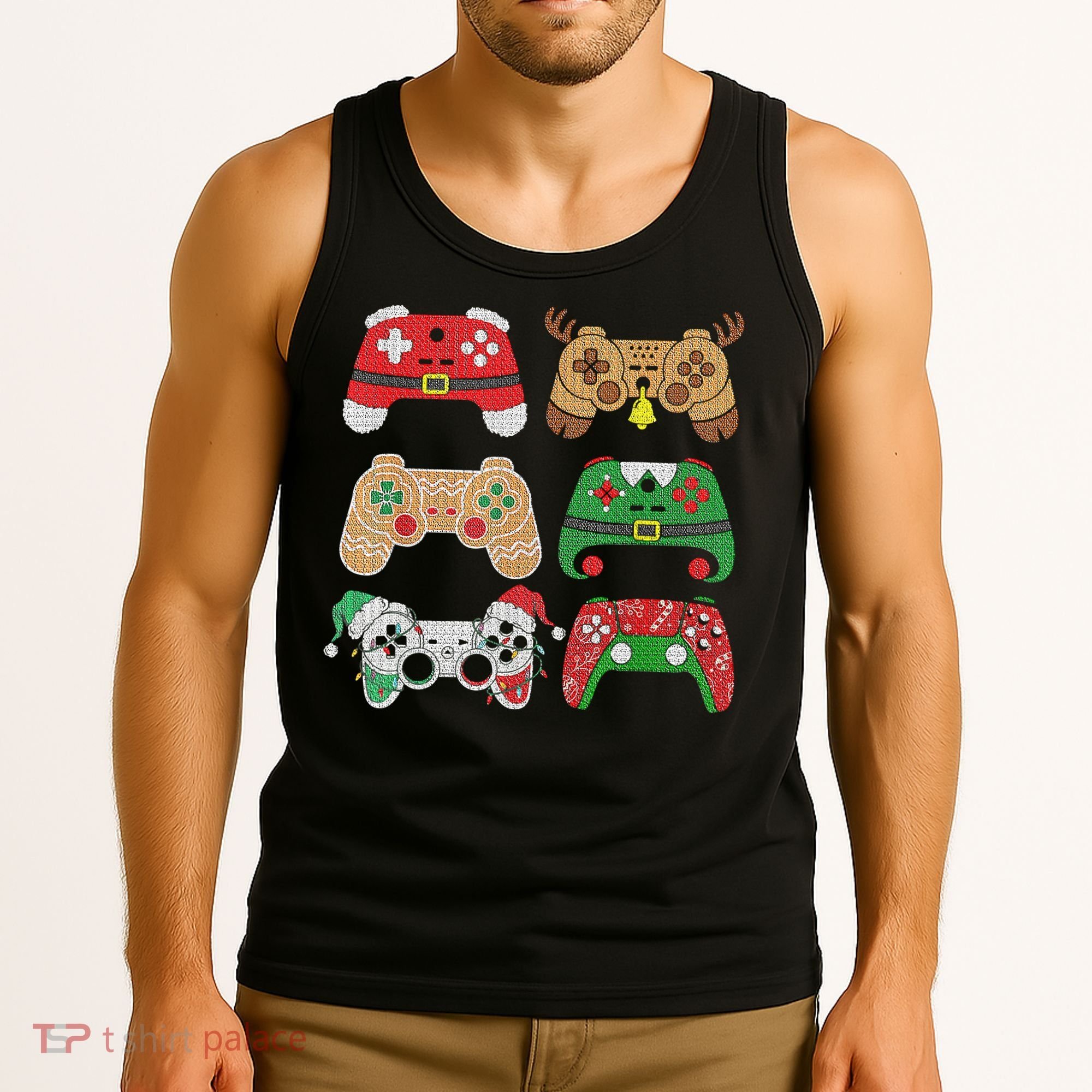 Video Game Controller Christmas Santa Hat Gamer Boys  Tank Top