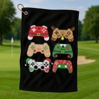 Video Game Controller Christmas Santa Hat Gamer Boys  Golf Towel thumb 1