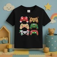 Video Game Controller Christmas Santa Hat Gamer Boys  Toddler T-Shirt thumb 3