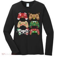 Video Game Controller Christmas Santa Hat Gamer Boys  Women's Long Sleeve Shirt thumb 0