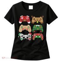 Video Game Controller Christmas Santa Hat Gamer Boys  Women's T-Shirt thumb 0