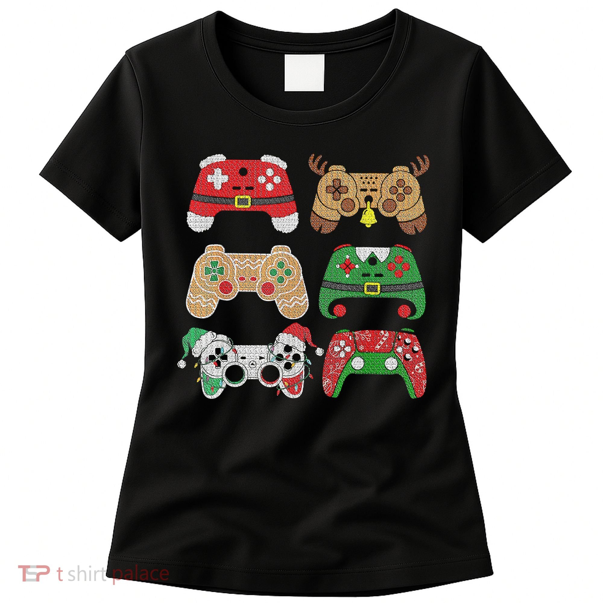 Video Game Controller Christmas Santa Hat Gamer Boys  Women's T-Shirt
