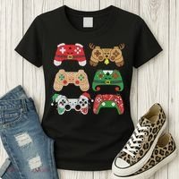 Video Game Controller Christmas Santa Hat Gamer Boys  Women's T-Shirt thumb 3