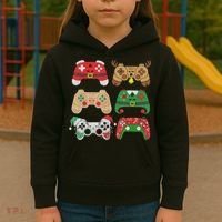 Video Game Controller Christmas Santa Hat Gamer Boys  Kids Hoodie thumb 3