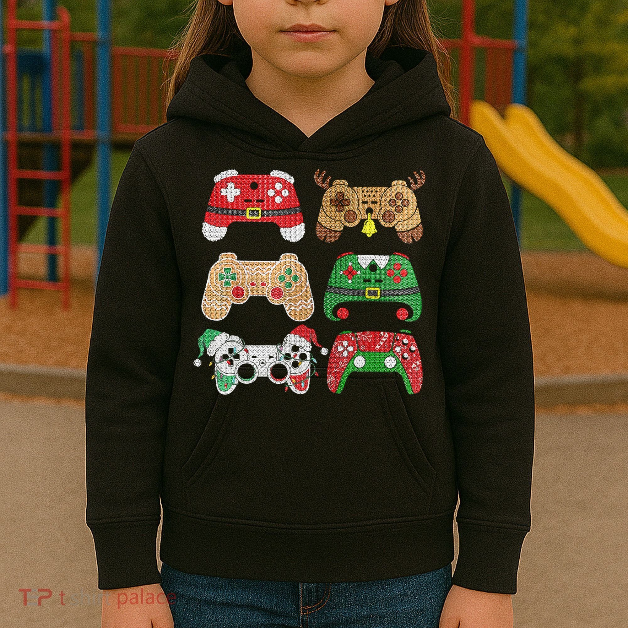 Video Game Controller Christmas Santa Hat Gamer Boys  Kids Hoodie