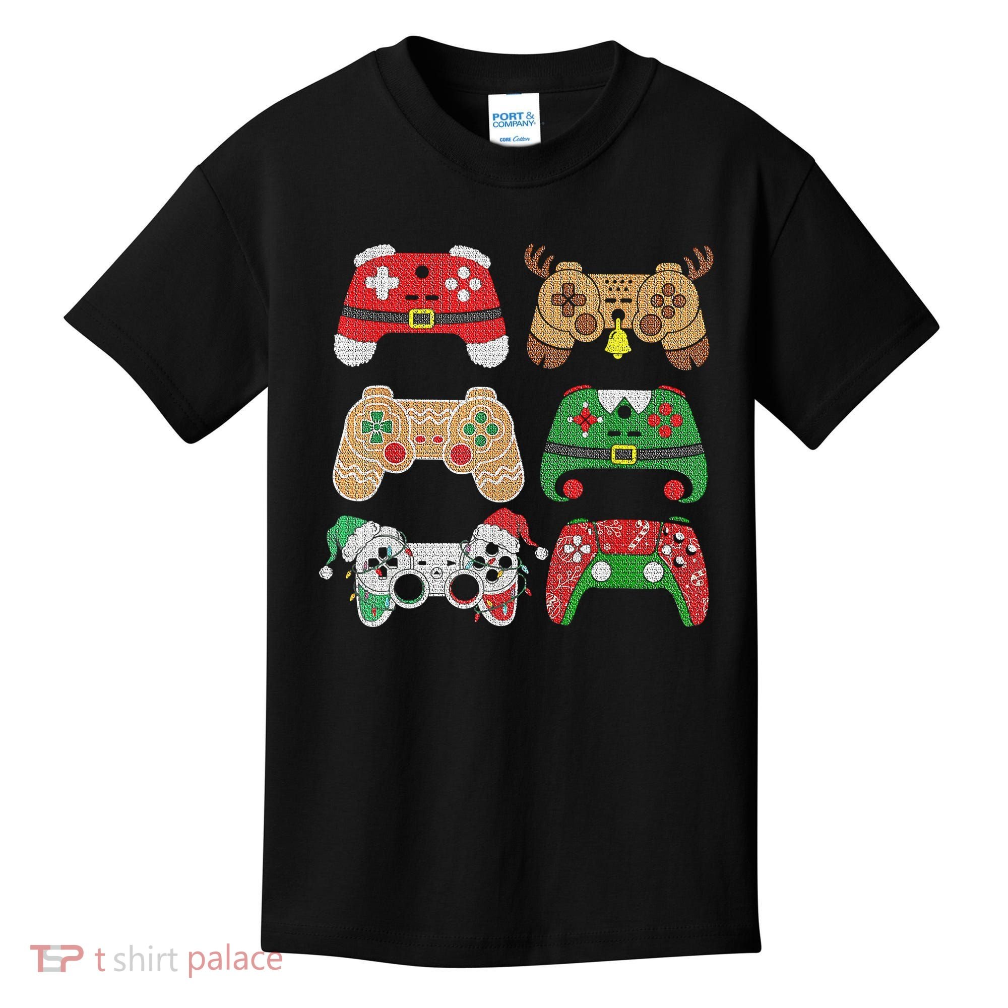 Video Game Controller Christmas Santa Hat Gamer Boys  Kids T-Shirt