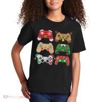 Video Game Controller Christmas Santa Hat Gamer Boys  Kids T-Shirt thumb 2
