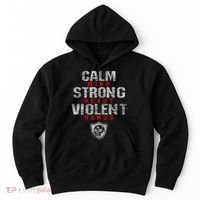 Vikings Gym Calm Mind Strong Heart Violent Hands Norse Hoodie thumb 0