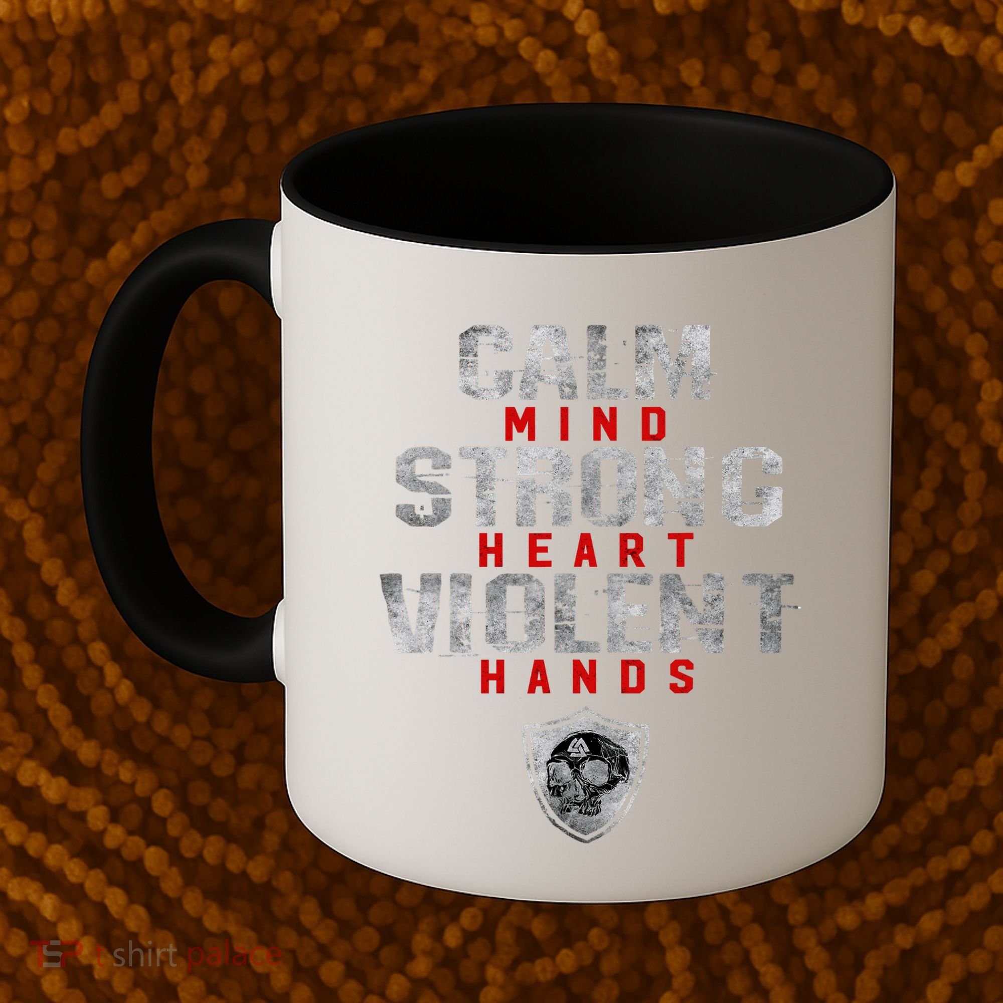 Vikings Gym Calm Mind Strong Heart Violent Hands Norse Coffee Mug