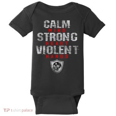 Vikings Gym Calm Mind Strong Heart Violent Hands Norse Baby Bodysuit