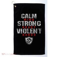 Vikings Gym Calm Mind Strong Heart Violent Hands Norse Golf Towel thumb 0