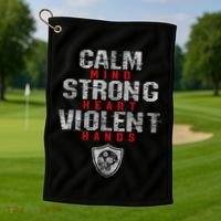 Vikings Gym Calm Mind Strong Heart Violent Hands Norse Golf Towel thumb 1