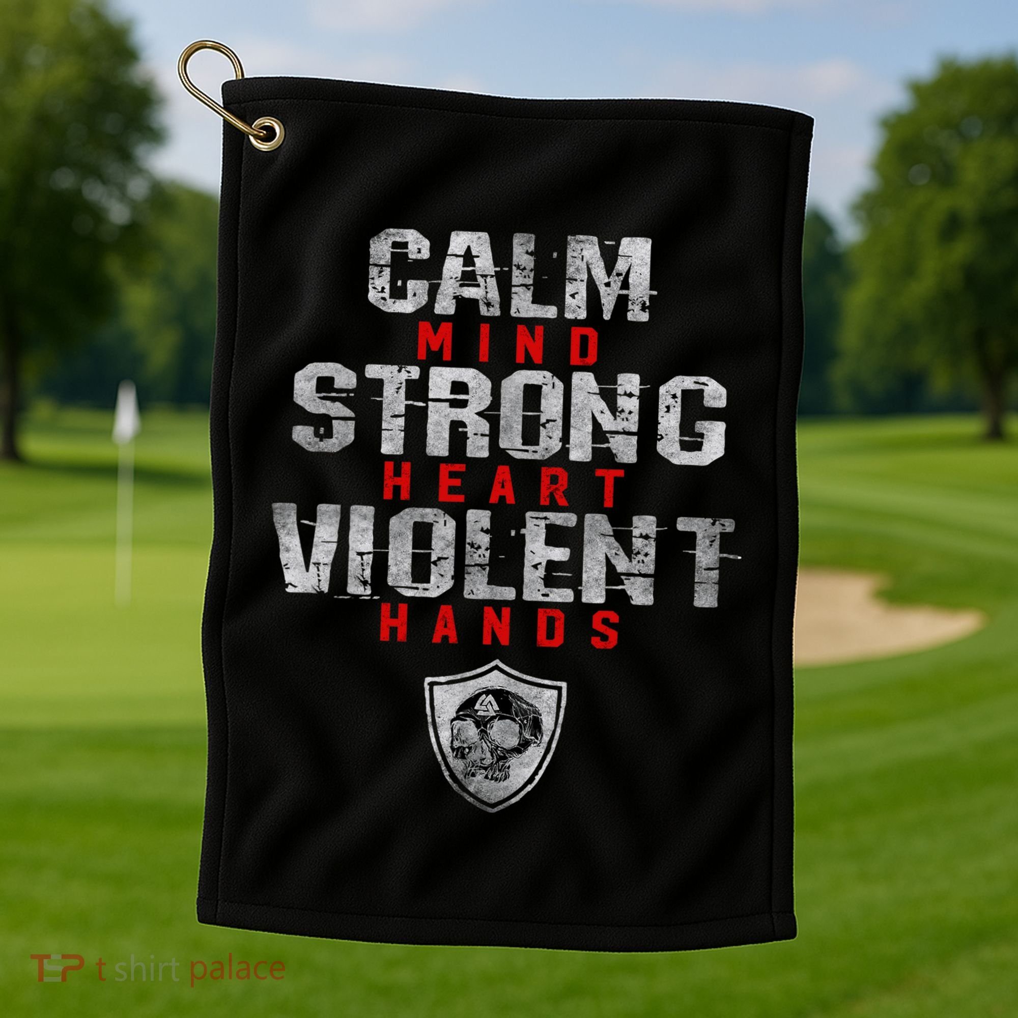 Vikings Gym Calm Mind Strong Heart Violent Hands Norse Golf Towel