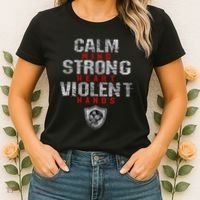 Vikings Gym Calm Mind Strong Heart Violent Hands Norse Women's T-Shirt thumb 2