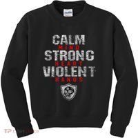 Vikings Gym Calm Mind Strong Heart Violent Hands Norse Kids Sweatshirt thumb 0