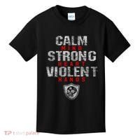 Vikings Gym Calm Mind Strong Heart Violent Hands Norse Kids T-Shirt thumb 0