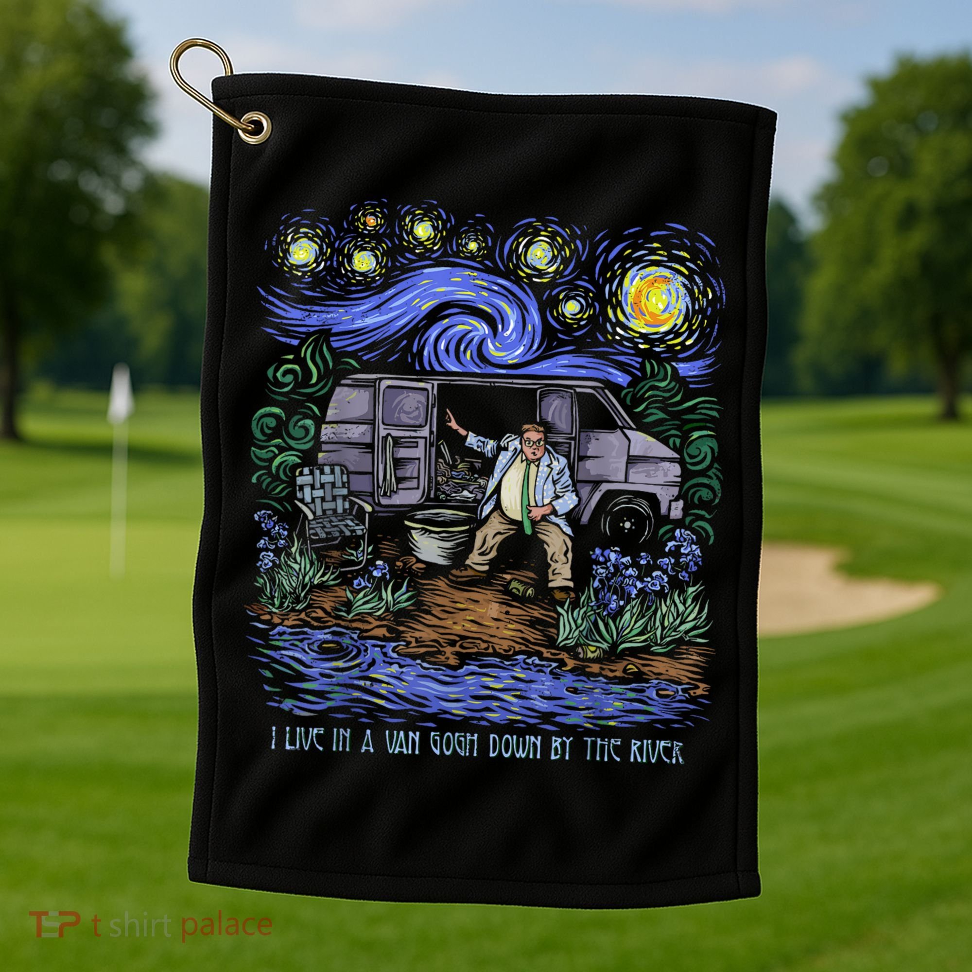 Van Gogh Down By The River Golf Towel