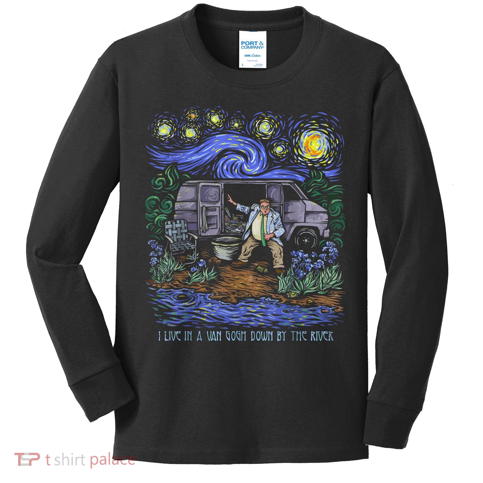 Van Gogh Down By The River Kids Long Sleeve Shirt
