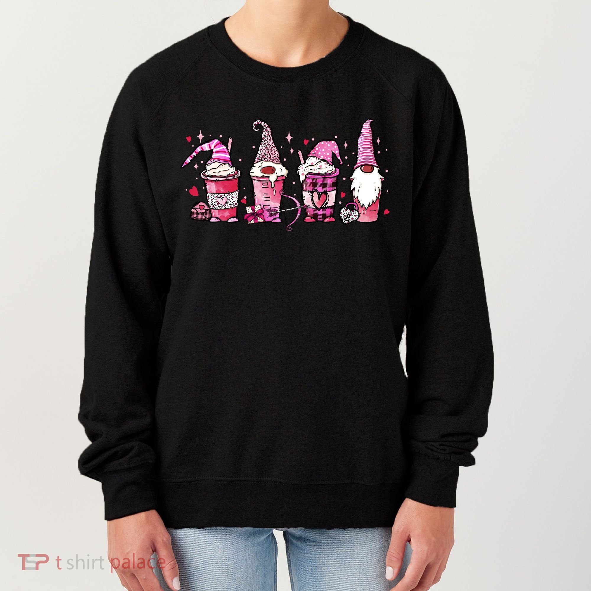 Valentine Gnomes Drink Coffee Latte Valentine Women's Sweatshirt