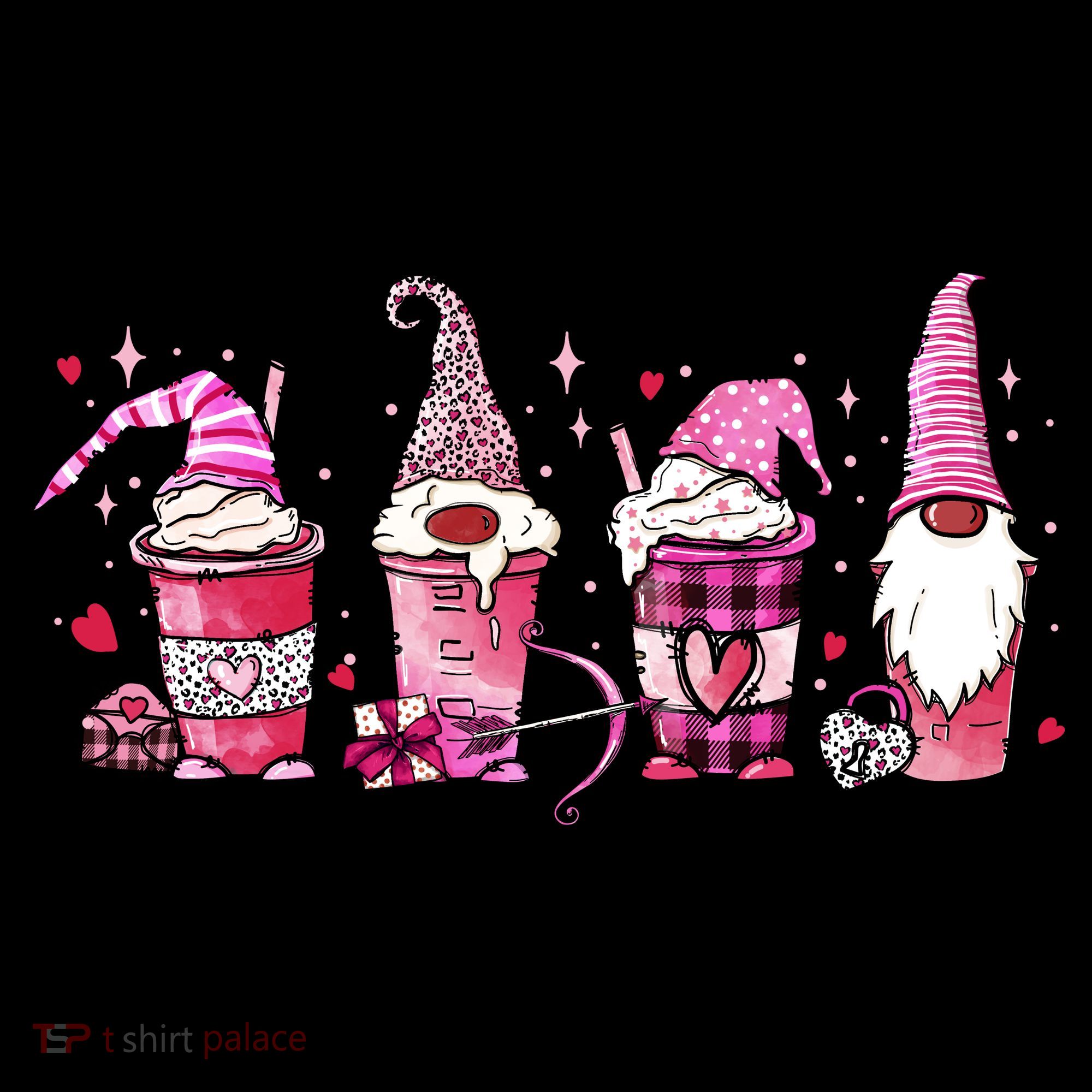 Valentine Gnomes Drink Coffee Latte Valentine Women's Hoodie