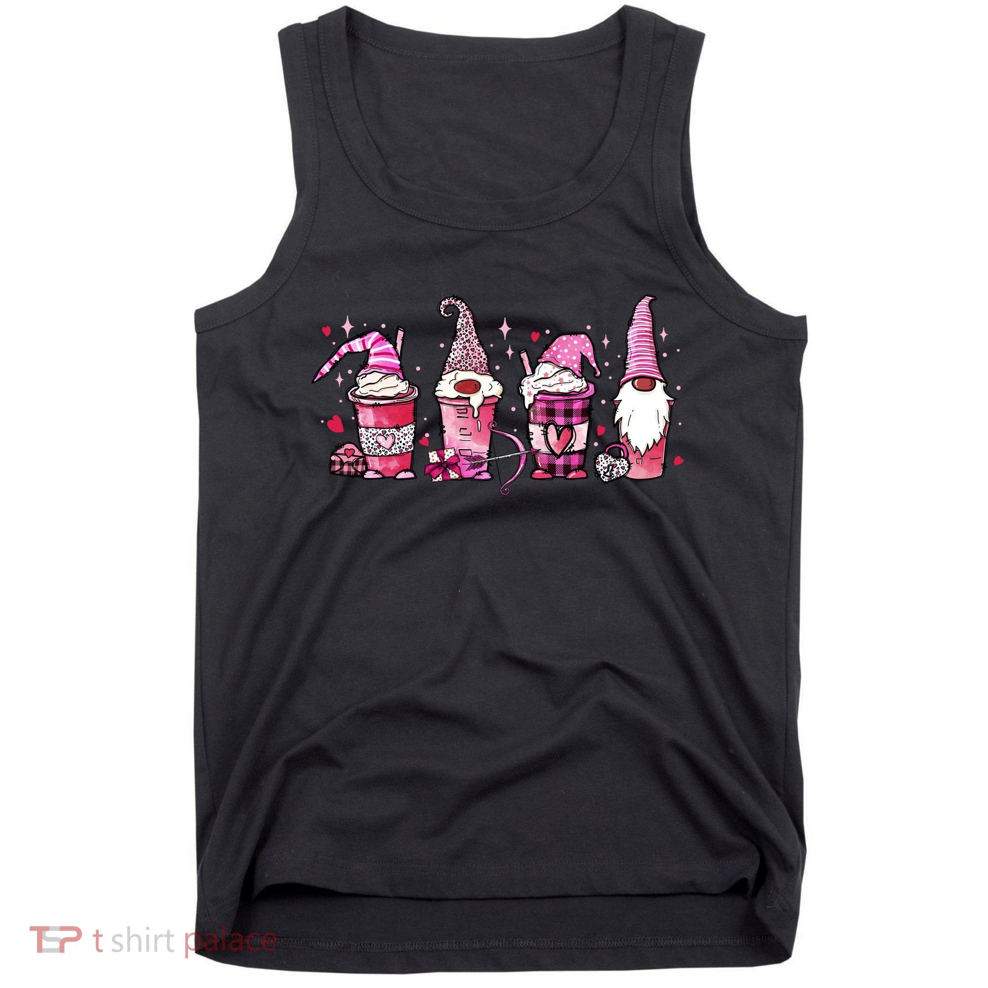 Valentine Gnomes Drink Coffee Latte Valentine Tank Top