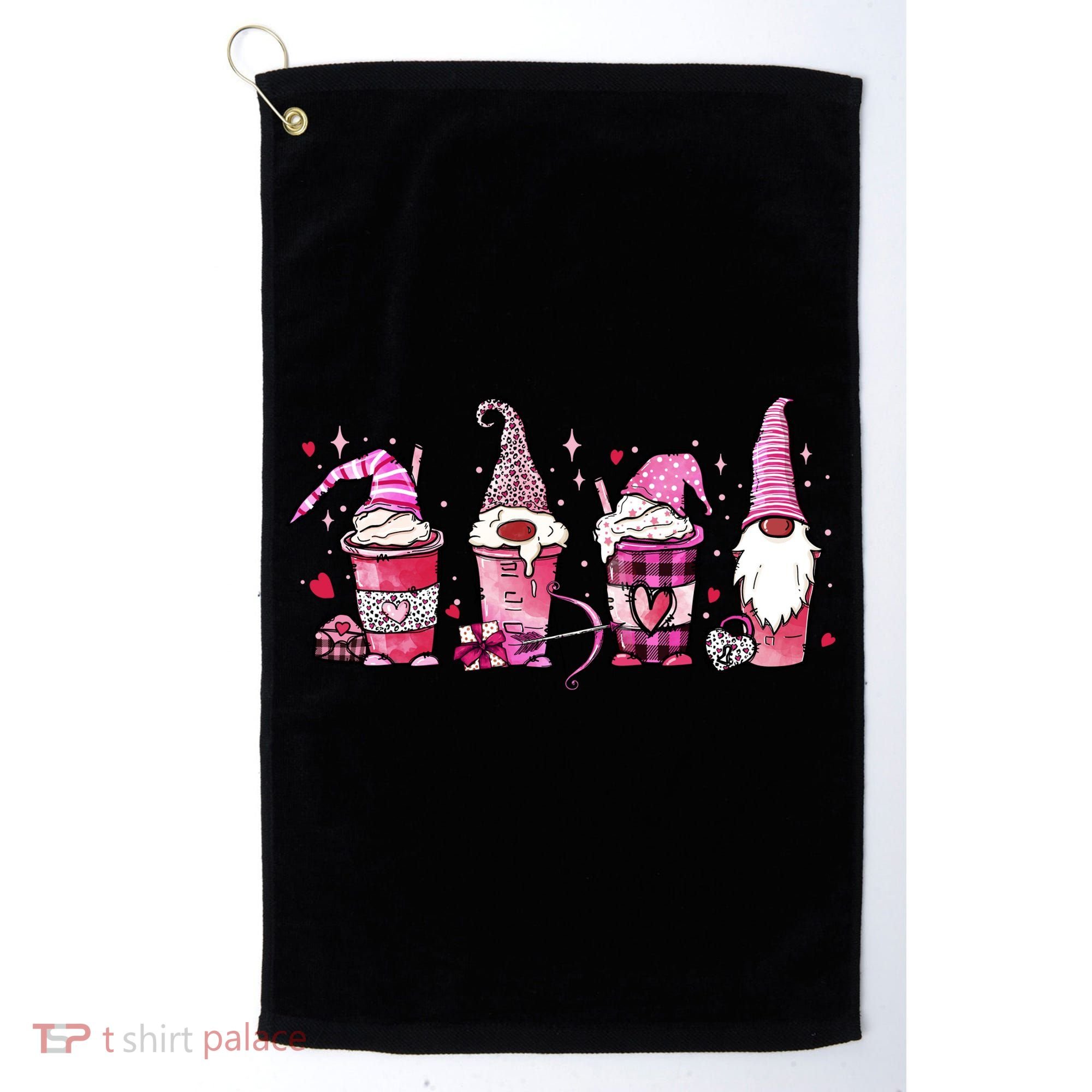 Valentine Gnomes Drink Coffee Latte Valentine Golf Towel