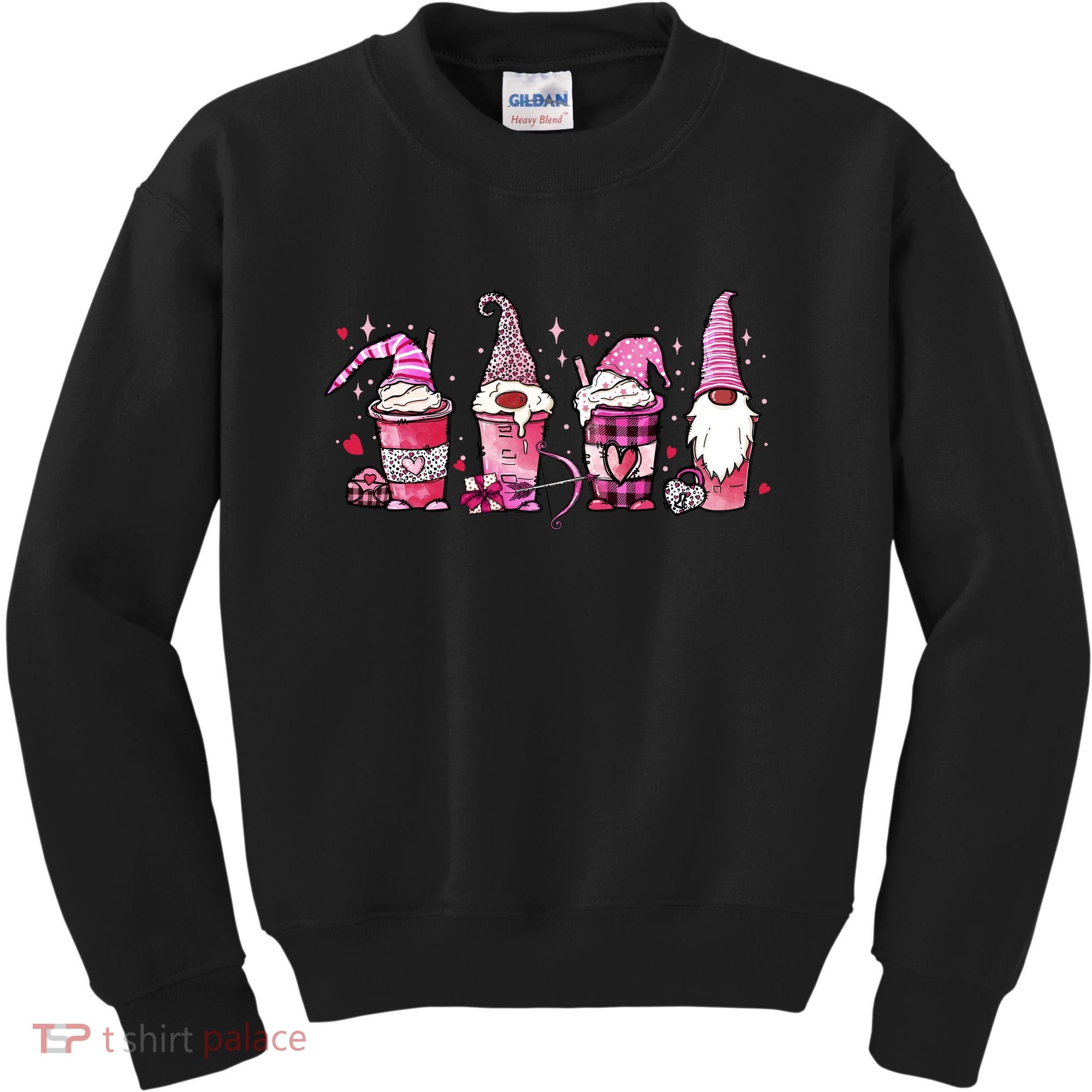 Valentine Gnomes Drink Coffee Latte Valentine Kids Sweatshirt